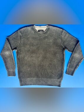 AllSaints Men’s Cotton Knit Sweater Small Gray Quarter Crew Pullover